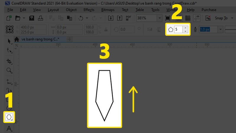 Vẽ h&igrave;nh ngũ gi&aacute;c theo chiều từ dưới l&ecirc;n