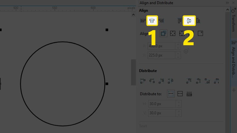 Căn chỉnh hai đối tượng nằm giữa nhau