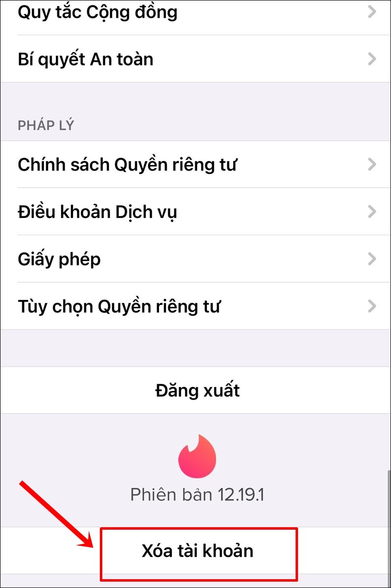 Chọn Xóa tài khoản