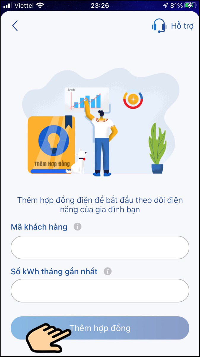 Bấm thêm hợp đồng