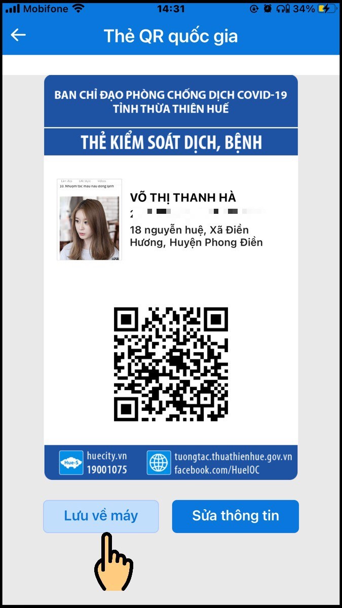 Nhấn n&uacute;t Lưu về m&aacute;y để lưu m&atilde; QR về điện thoại