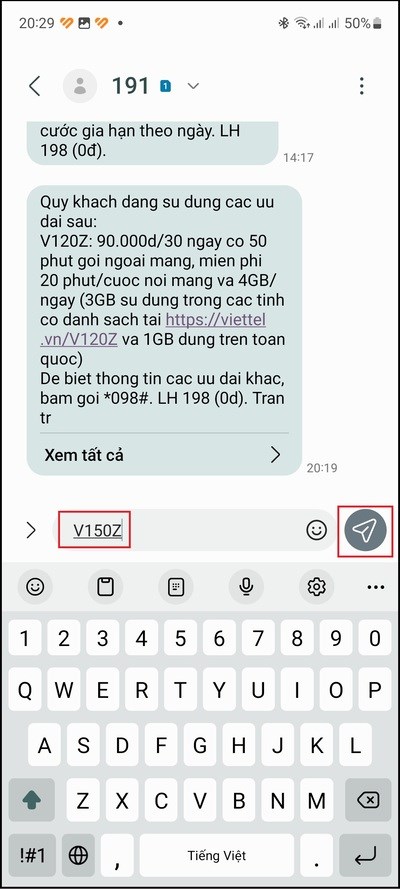 V150Z gửi 191 V150Z gửi 191