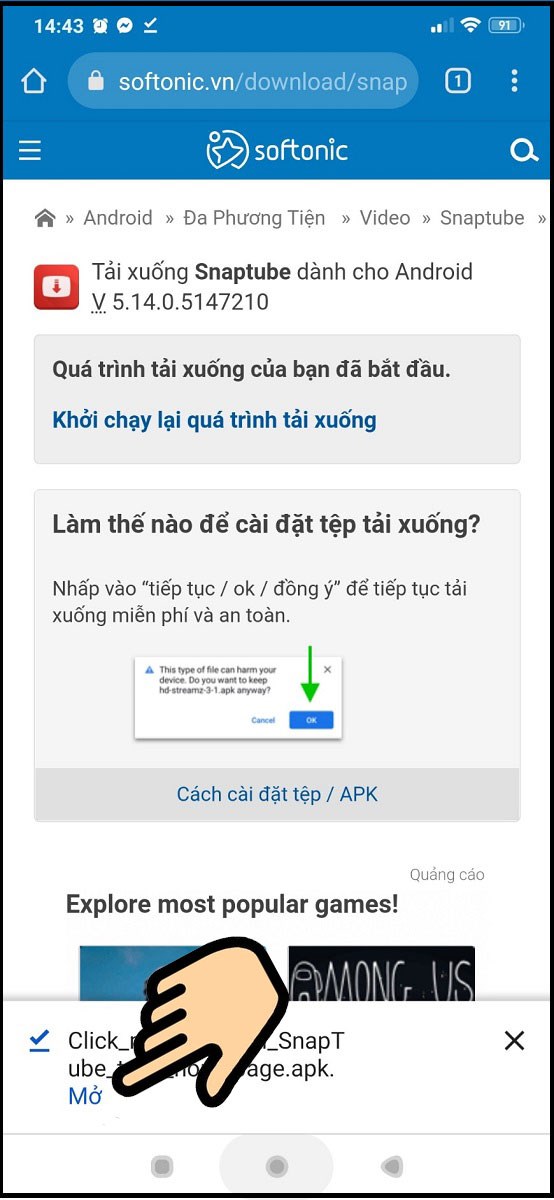 Chọn Mở