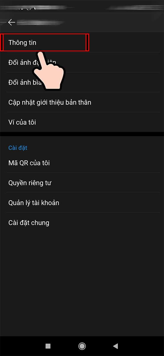 chọn v&agrave;o mục &ldquo;Th&ocirc;ng tin&rdquo;