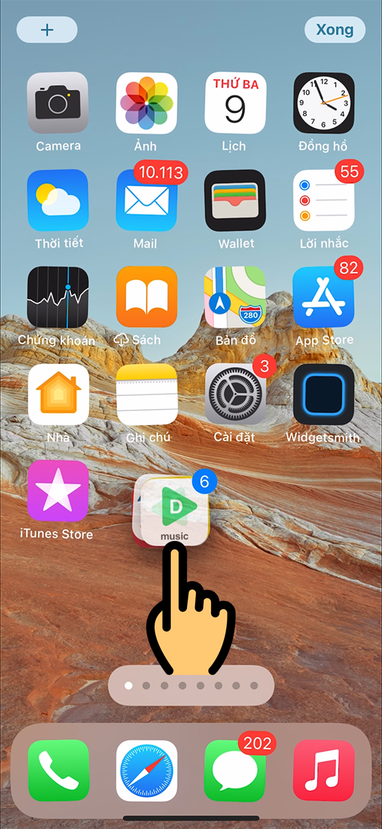 di chuyển sang m&agrave;n h&igrave;nh trống