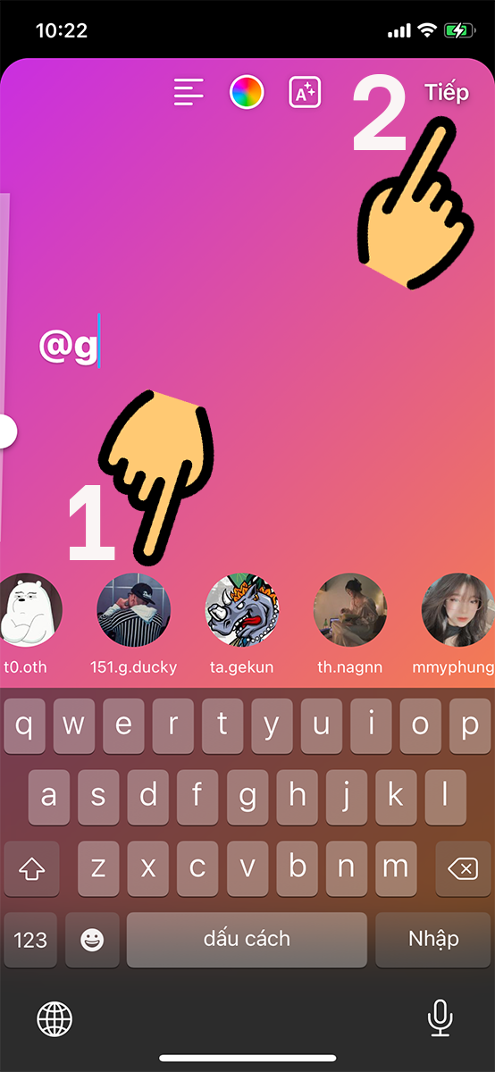 Nhập @ + t&ecirc;n bạn b&egrave; muốn tag