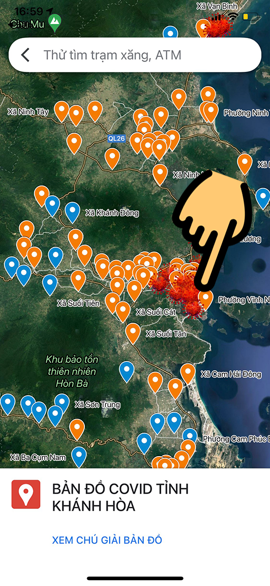 Nhấn vào từng mục biểu tượng để xem chi tiết tình hình dịch bệnh Nhấn vào từng mục biểu tượng để xem chi tiết tình hình dịch bệnh