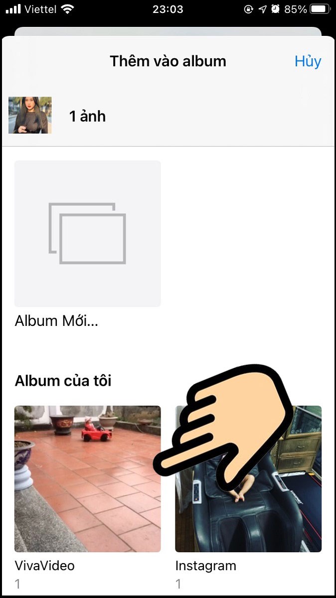 Chọn Album muốn chuyển ảnh đến