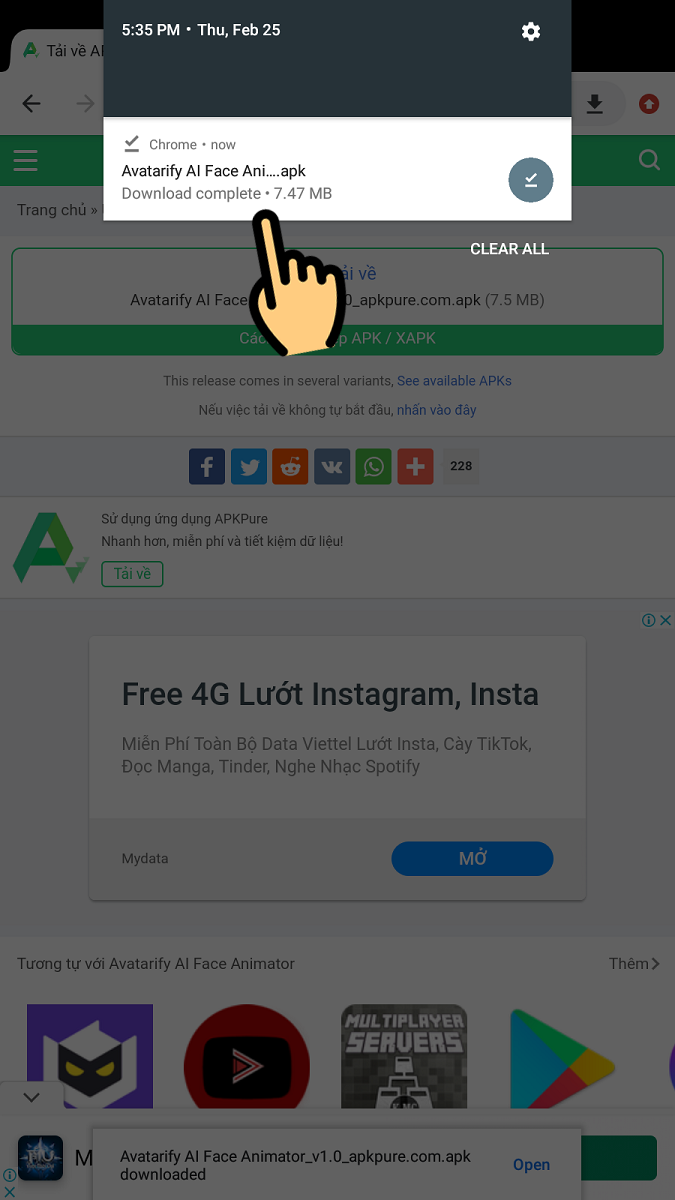 chọn file vừa tải về