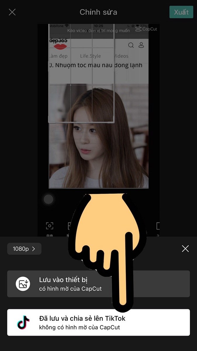 Chọn Đã lưu và chia sẻ lên Tiktok