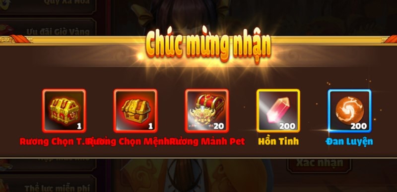 Phần thưởng hấp dẫn sau khi nhập code thành công