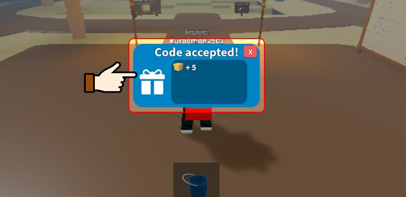 Phần thưởng miễn phí sau khi nhập code thành công