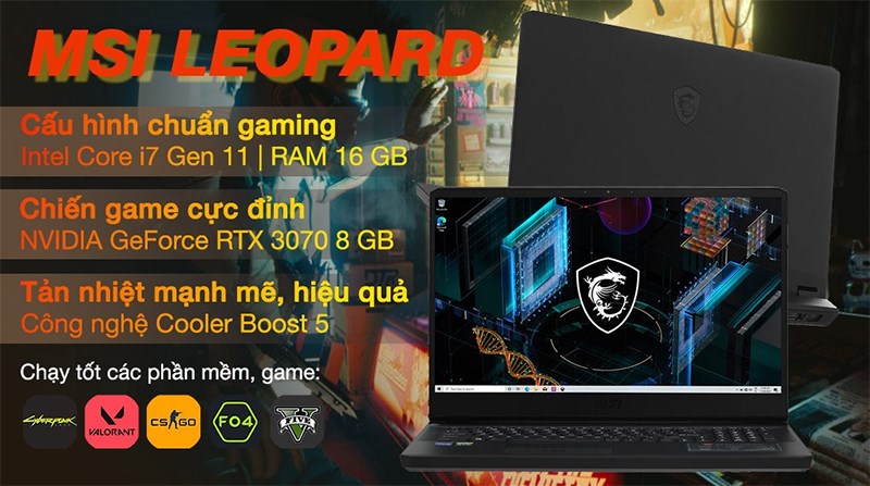 MSI Gaming Leopard GP76 11UG i7 với cấu hình mạnh mẽ
