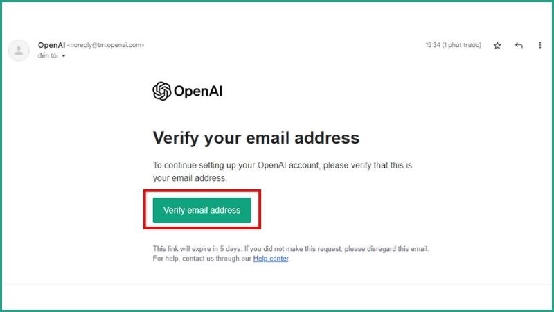 Bước 6: Chọn Verify email address