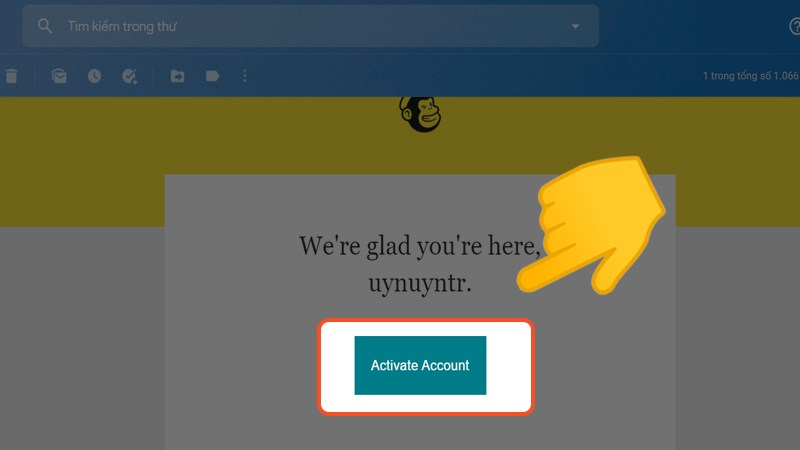 Chọn Activate Account để kích hoạt tài khoản