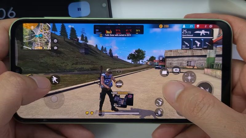 Test game Free Fire trên Galaxy A24