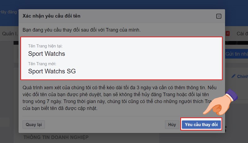 Xác nhận yêu cầu đổi tên