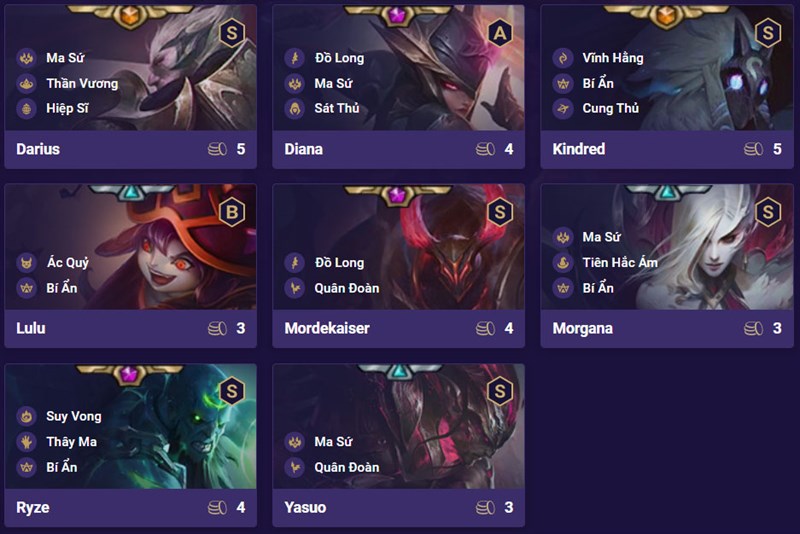 Danh s&aacute;ch tướng đội h&igrave;nh Ma Sứ B&iacute; Ẩn DTCL m&ugrave;a 5