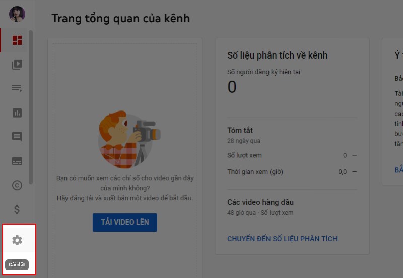 Nhấn v&agrave;o mục C&agrave;i đặt