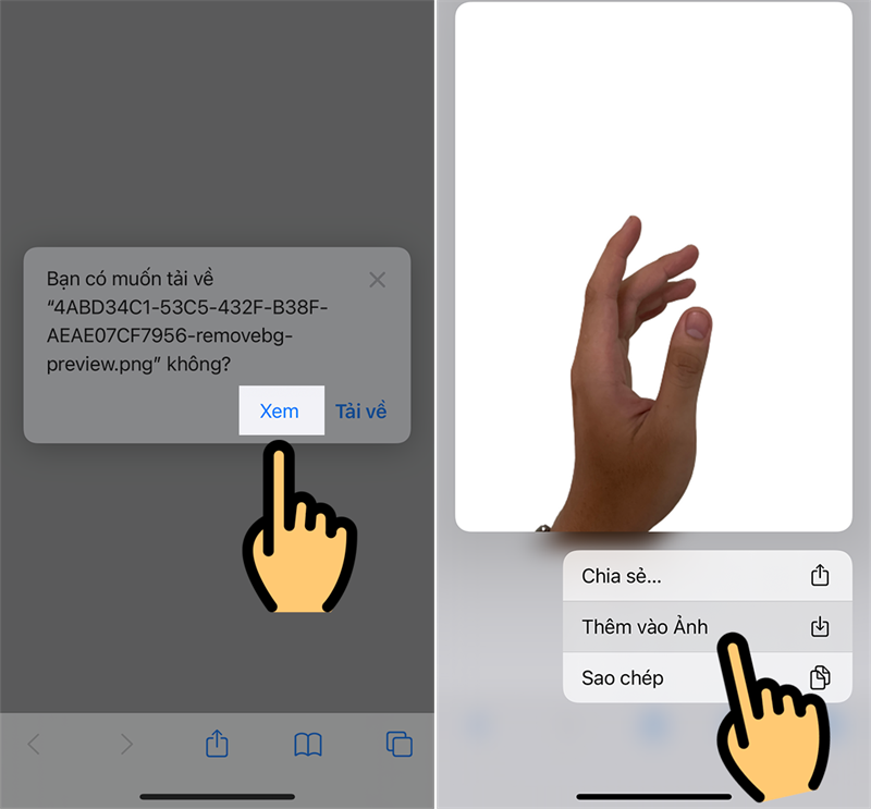Nhấn giữ ảnh và chọn Thêm vào ảnh Nhấn giữ ảnh và chọn Thêm vào ảnh