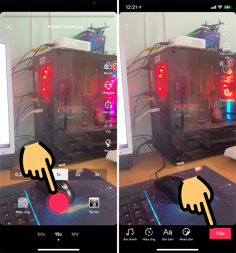 Nhấn n&uacute;t Quay phim m&agrave;u đỏ