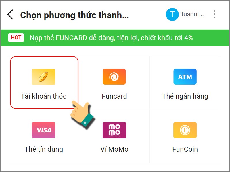 Phương thức thanh to&aacute;n l&agrave; Th&oacute;c