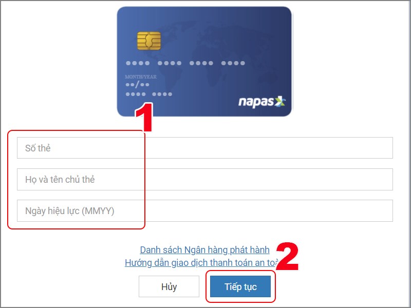 Nhập th&ocirc;ng tin thẻ để thanh to&aacute;n
