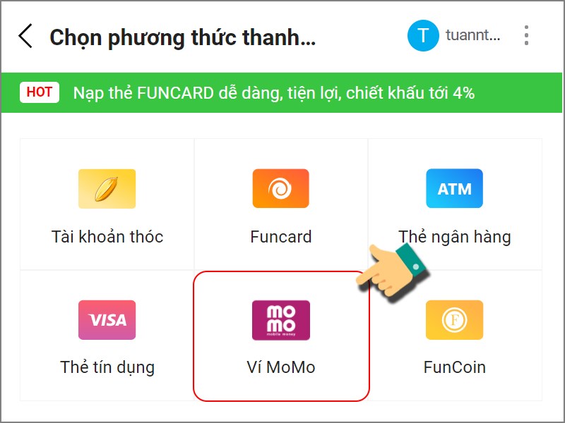 Chọn phương thức thanh to&aacute;n