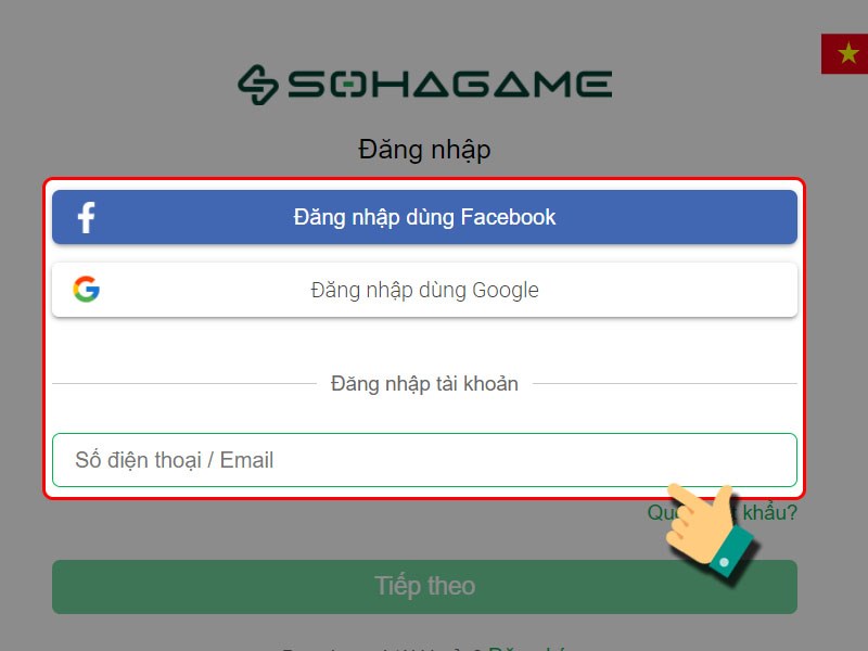 Đăng nhập tài khoản game của bạn