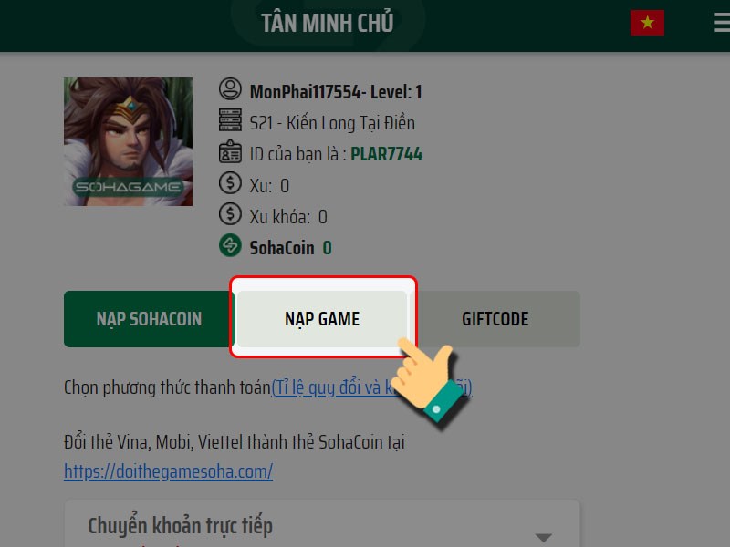 Chọn Nạp game