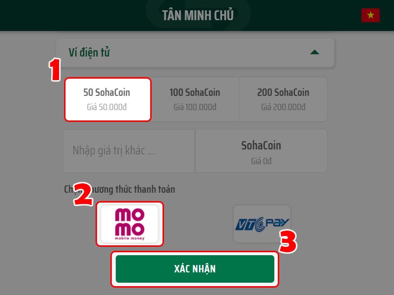 Chọn gói để nạp