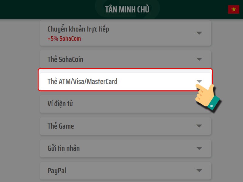 Chọn ATM/ Visa/ MasterCard