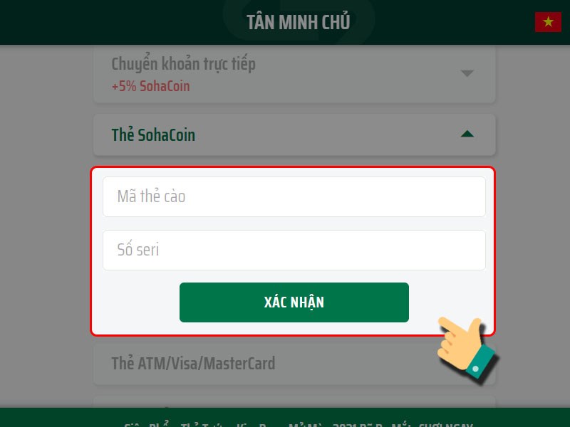 Nhập thông tin thẻ để thanh toán