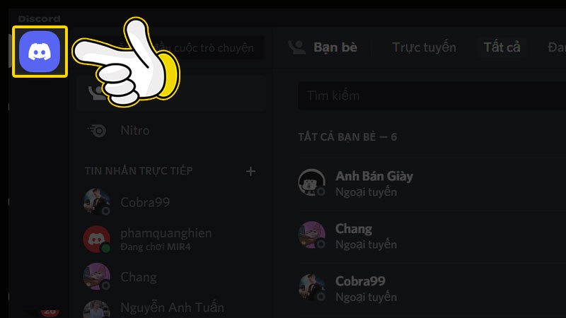 Chọn icon Discord