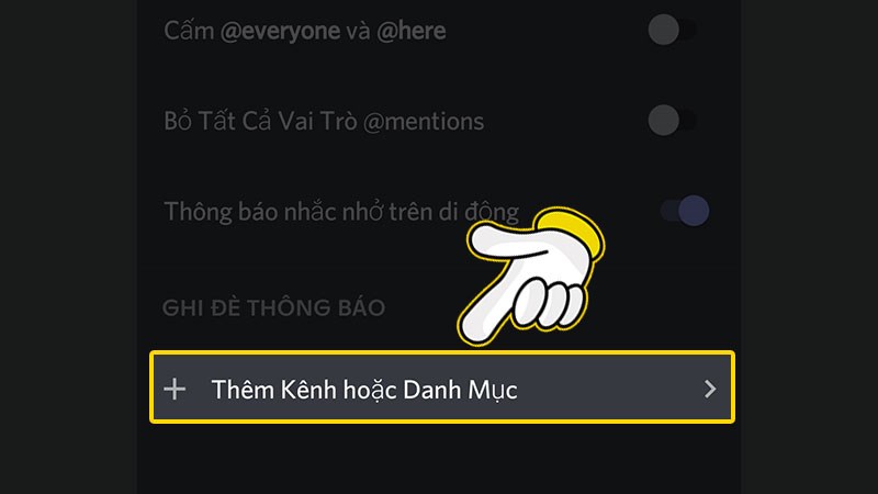 Thêm các kênh/danh mục