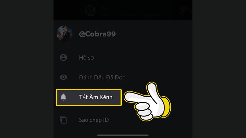 Chọn Tắt âm kênh