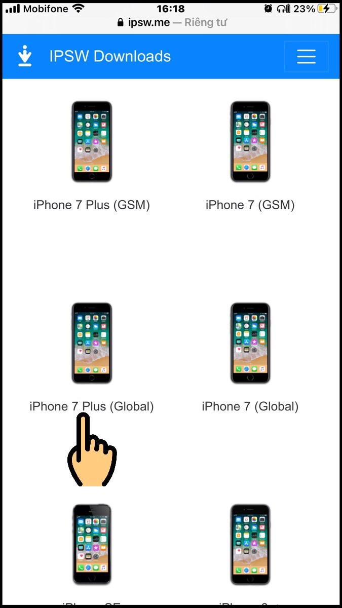 Chọn dòng máy đang sử dụng