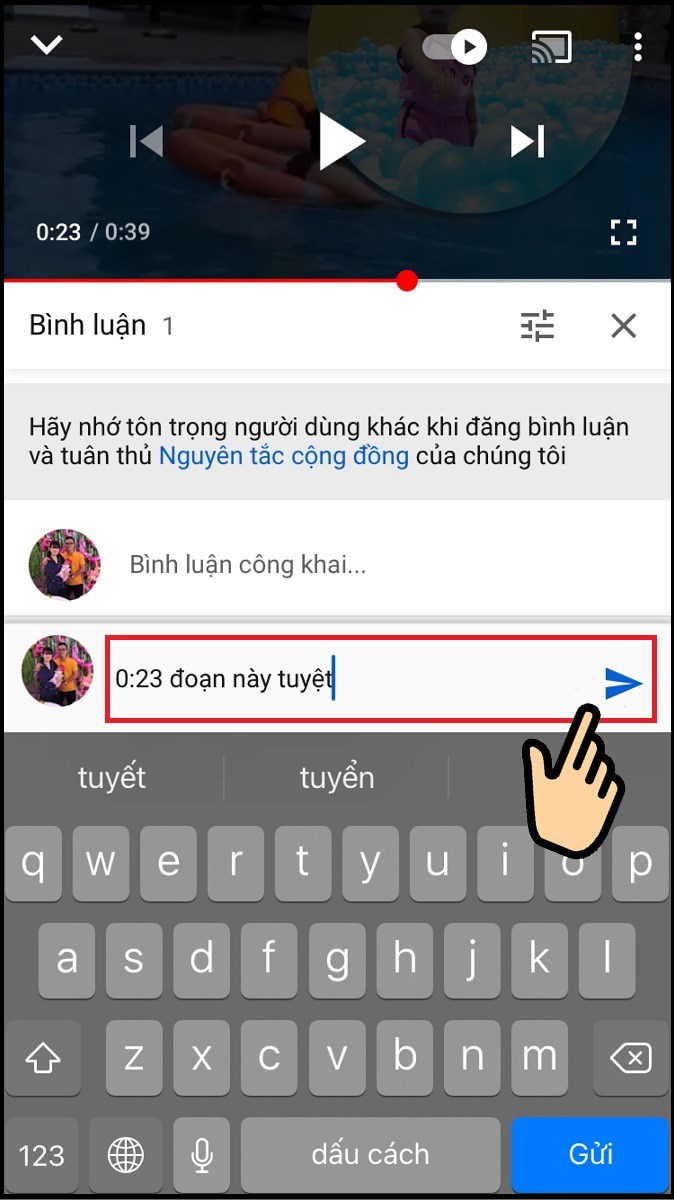 Viết bình luận kèm mốc thời gian