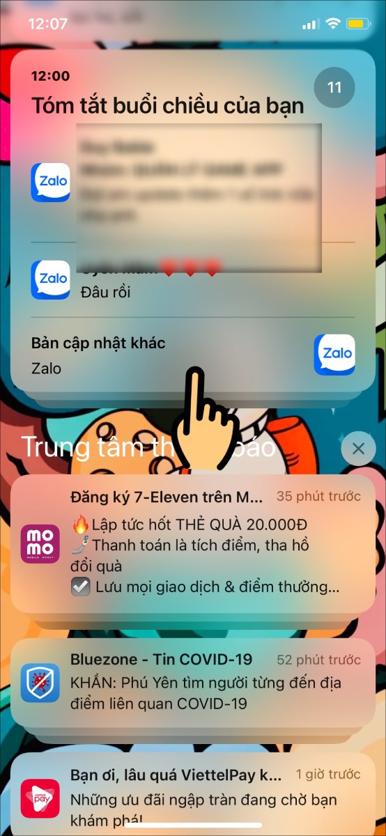 Xem th&ocirc;ng b&aacute;o t&oacute;m tắt của ứng dụng