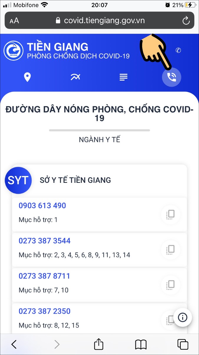 Chọn biểu tượng điện thoại