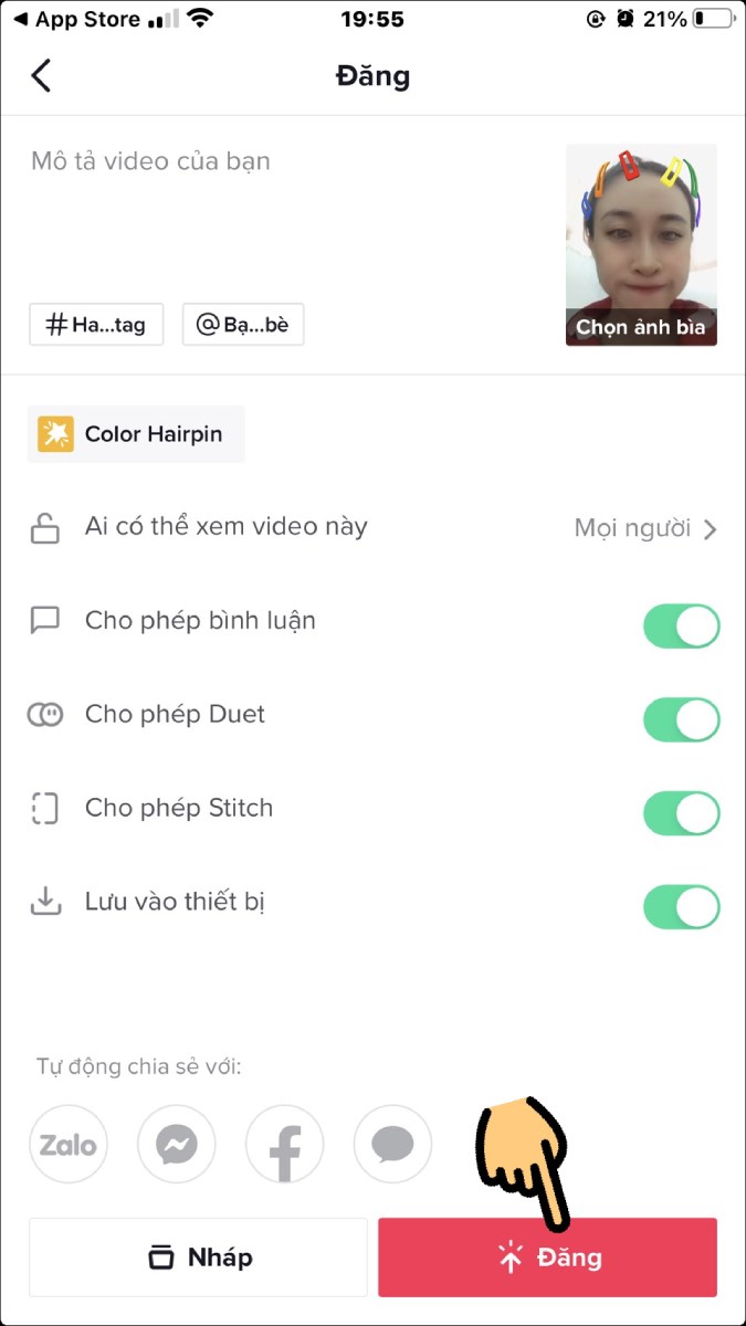 Nhấn n&uacute;t Đăng