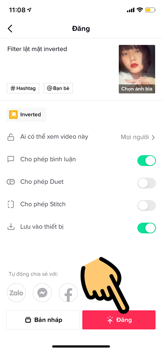 Tải l&ecirc;n Tiktok