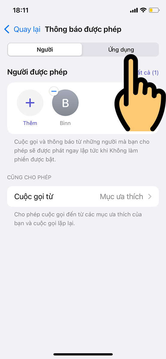 Để chọn ứng dụng muốn nhận các thông báo ưu tiên