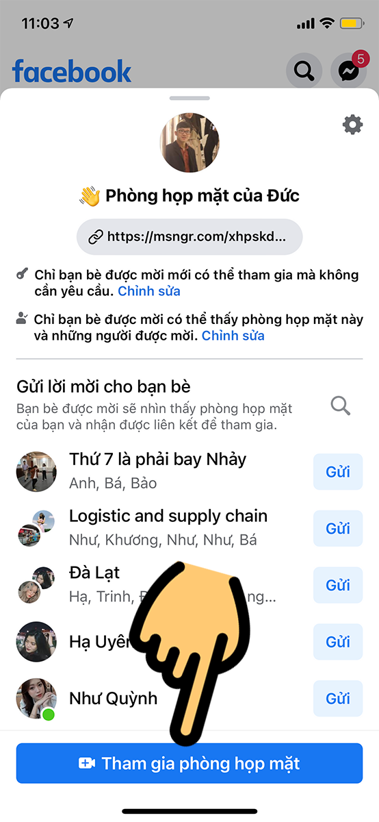 Tham gia phòng họp mặt