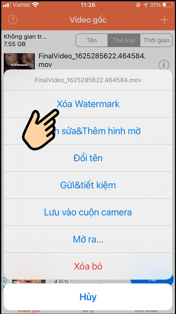 Chọn Xóa Watermark