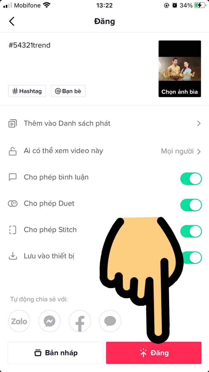 Nhấn n&uacute;t Đăng