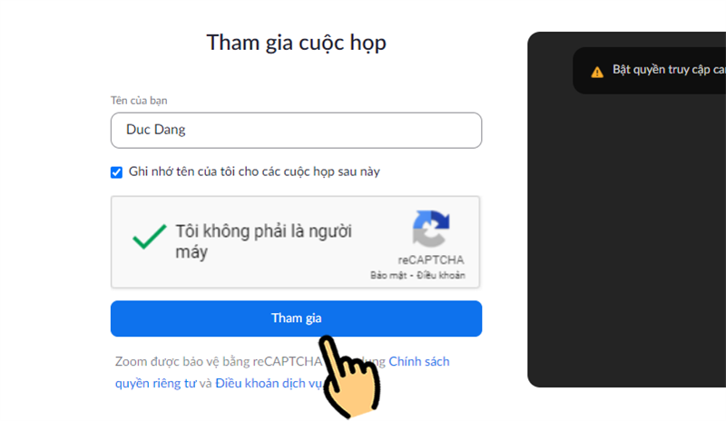 Nhập tên của bạn