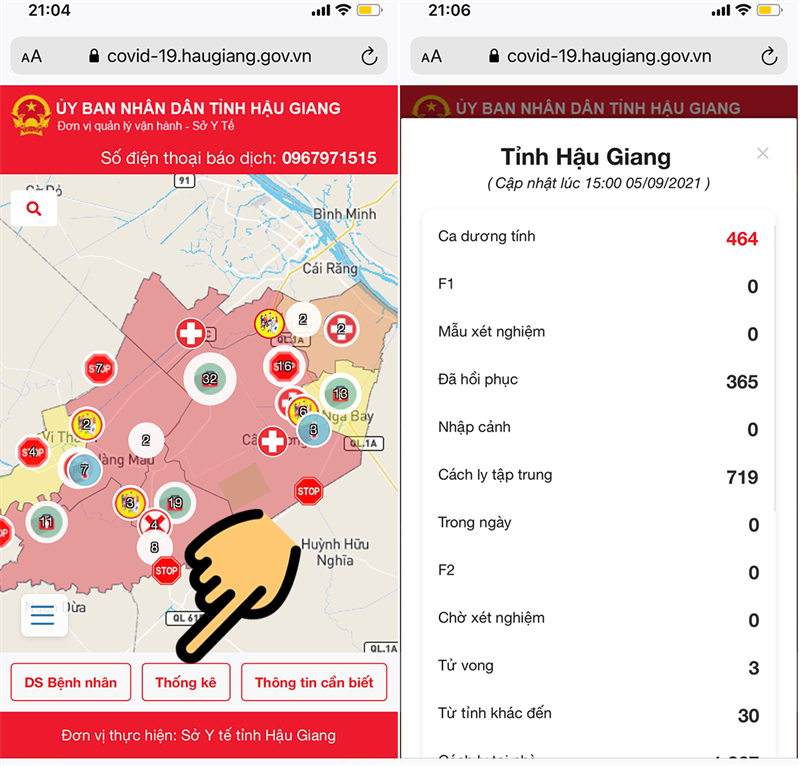 Thống k&ecirc; để xem chi tiết t&igrave;nh h&igrave;nh ca nhiễm Covid-19 trong ng&agrave;y tại Hậu Giang