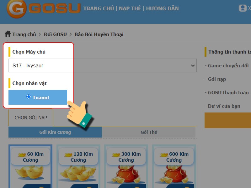 Chọn nh&acirc;n vật