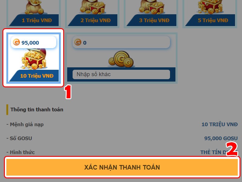 Chọn mệnh giá Chọn mệnh giá